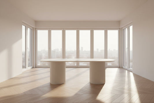 BELGRAVIA OVAL DINING TABLE 240CM WHITE - MyChocolateWood