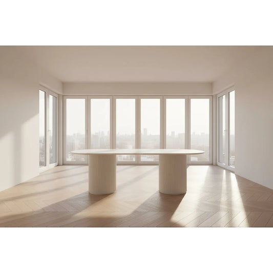 BELGRAVIA OVAL DINING TABLE 240CM WHITE - MyChocolateWood