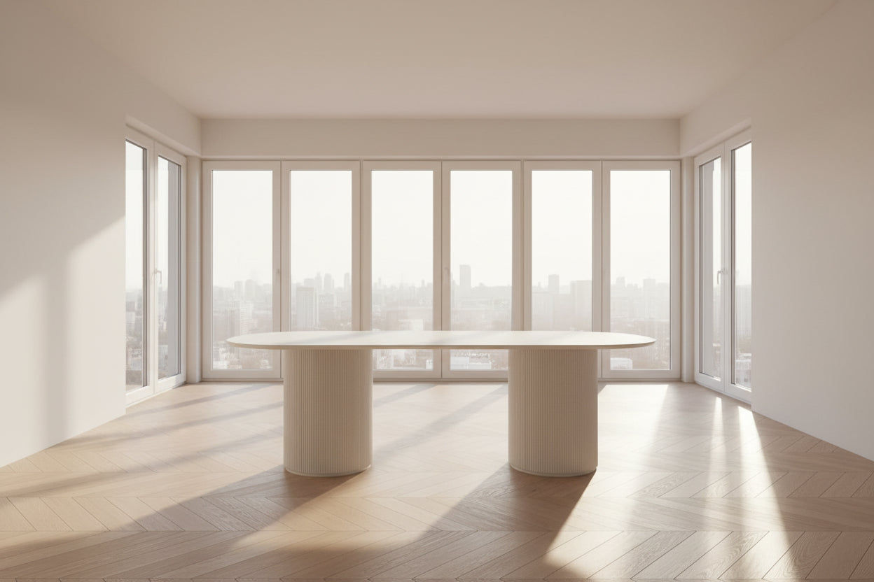 BELGRAVIA OVAL DINING TABLE 240CM WHITE - MyChocolateWood