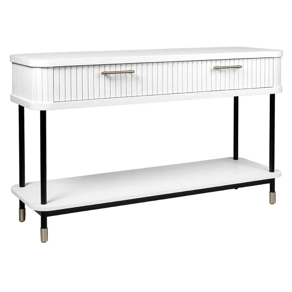 PEMBROKE OAK TIMBER 2-DRAWER CONSOLE TABLE HALL TABLE WHITE - MyChocolateWood