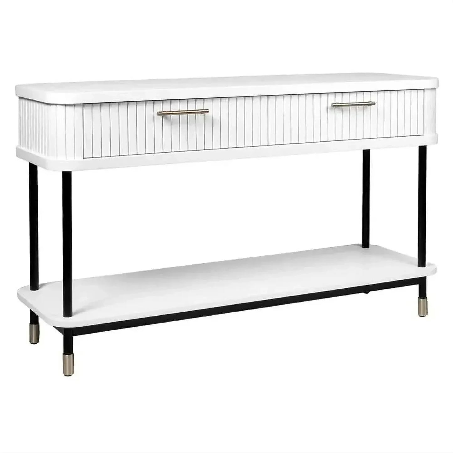 Pembroke Oak 2-Drawer Console Table in White - Chocolate Wood