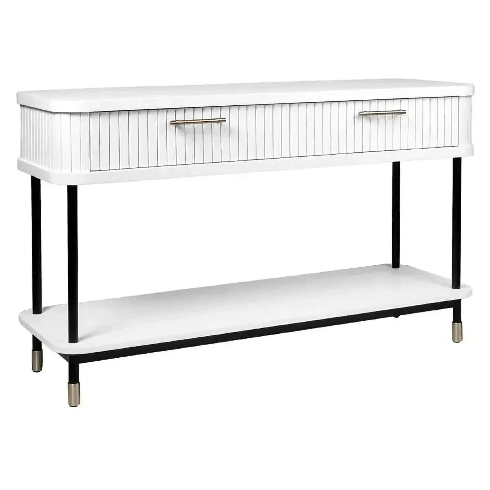 Pembroke Oak 2-Drawer Console Table in White - Chocolate Wood