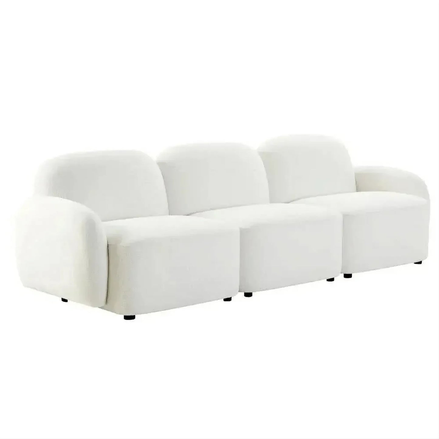 Lorelei 3-Seater Modular Chenille Sofa in White - Chocolate Wood