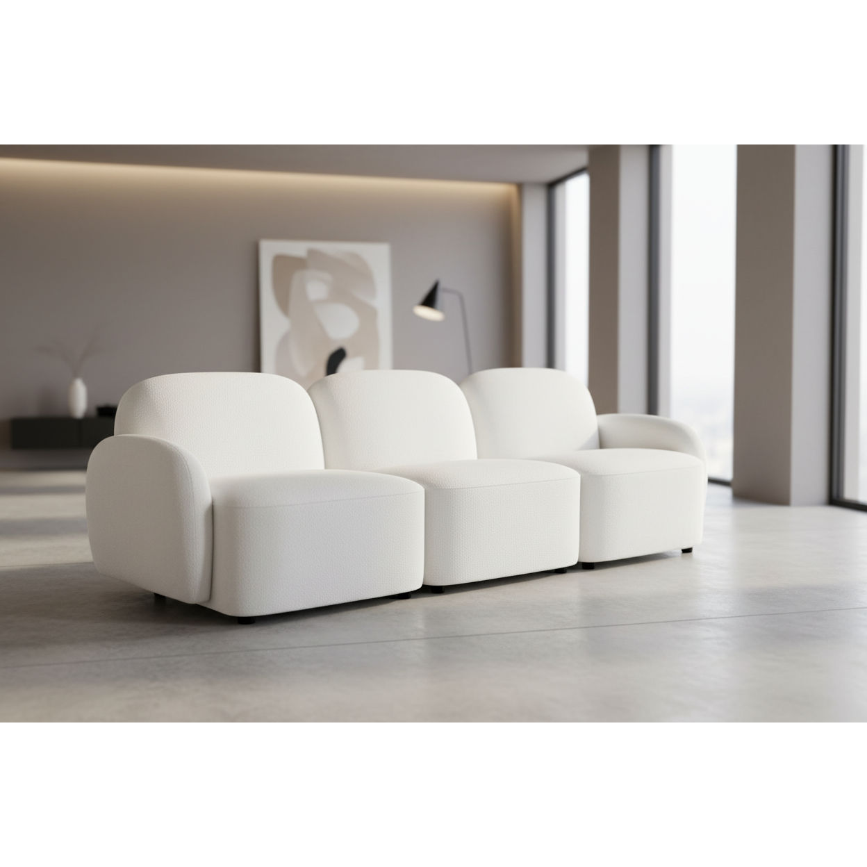 LORELEI  3-SEATER MODULAR SOFA CHENILLE - WHITE - MyChocolateWood