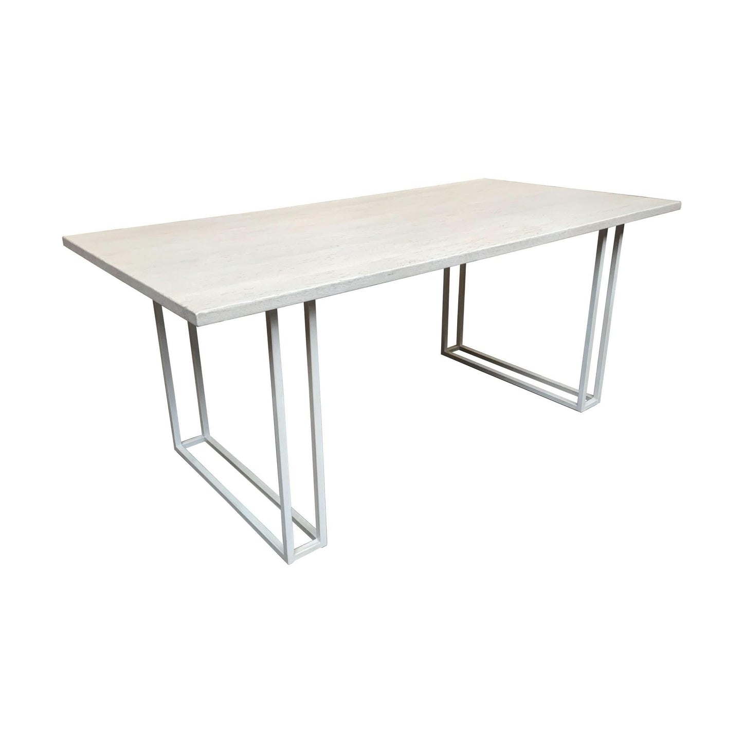 Dimanta Designer Dining Table 180cm in White - Chocolate Wood