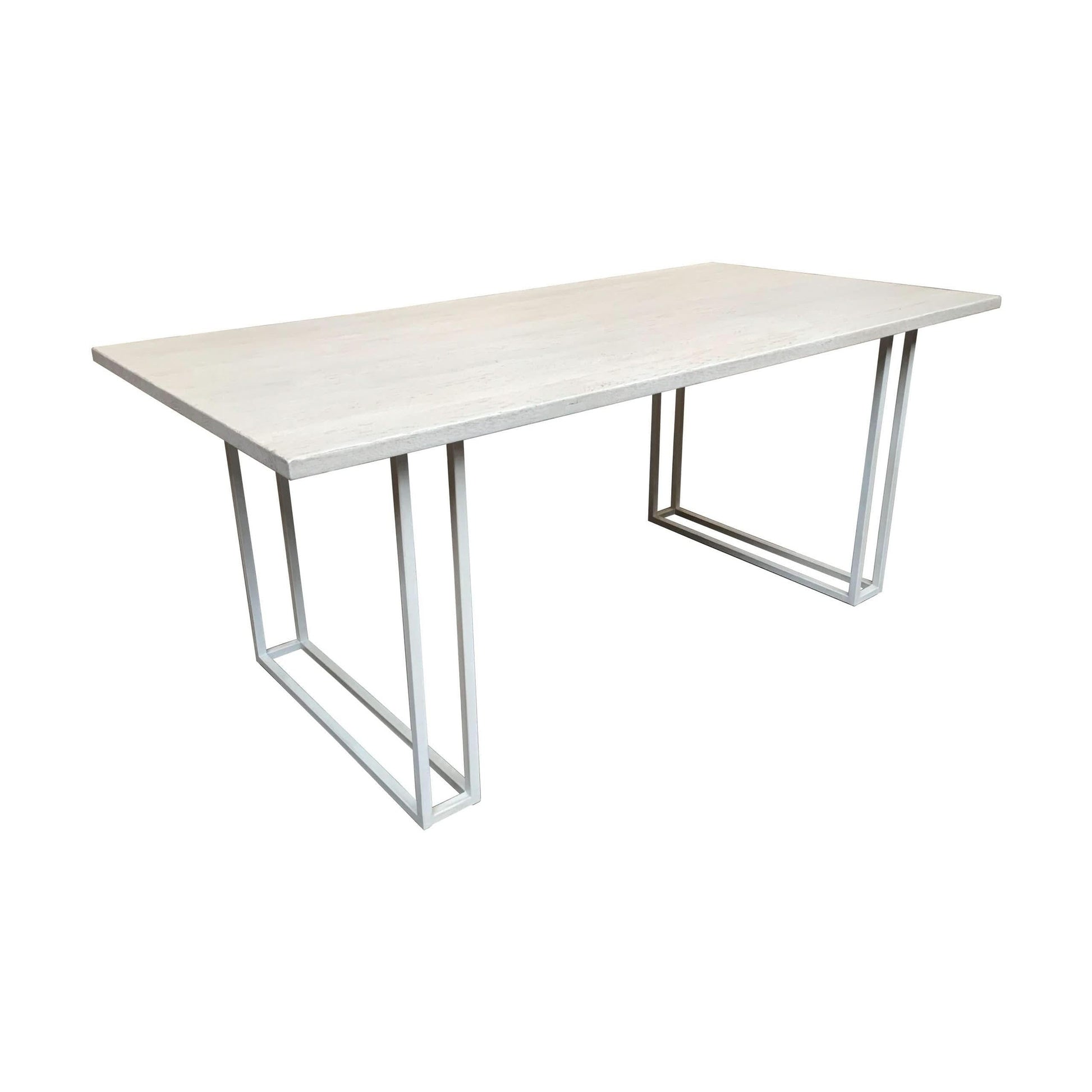 Dimanta Designer Dining Table 180cm in White - Chocolate Wood