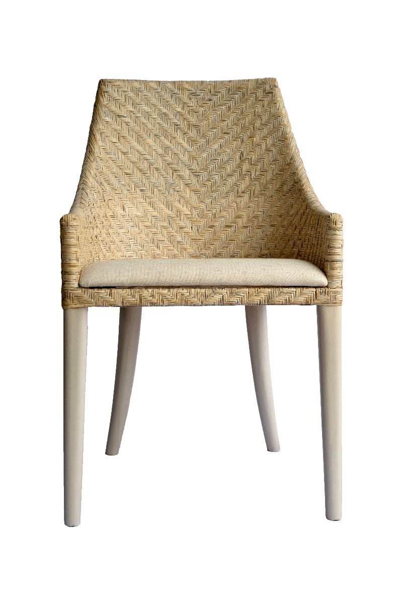 LAMAR RATTAN ARMCHAIR ACCENT CHAIR/ LOUNGE CHAIR WHITEWASH/IVORY LEGS - MyChocolateWood
