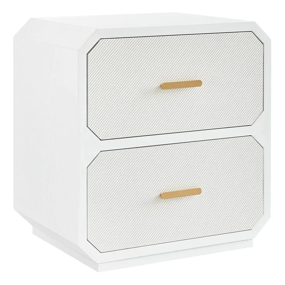 DELGARDO HAMPTON STYLE 2-DRAWER BEDSIDE TABLE WHITE - MyChocolateWood