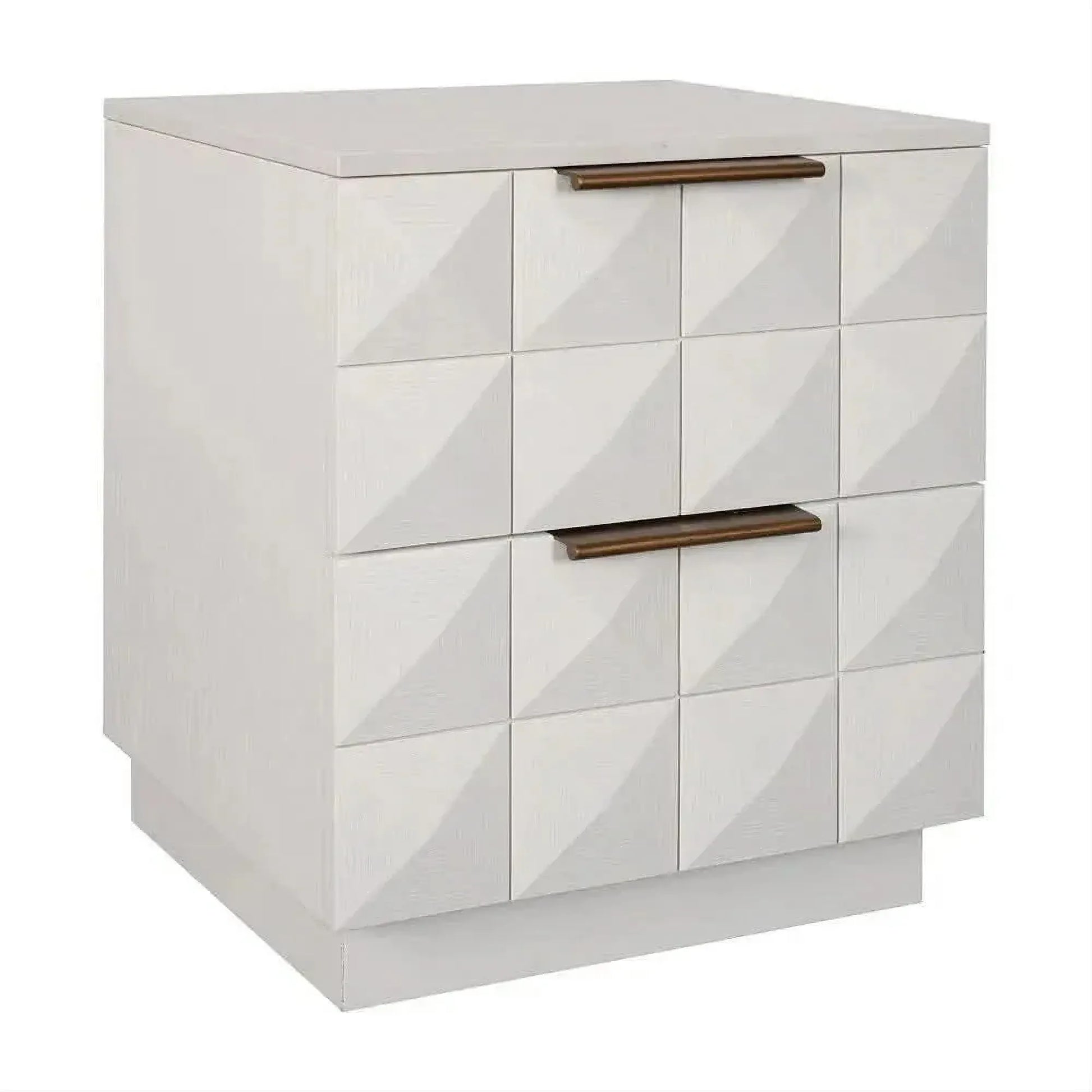 Hampshire 2-Drawer Bedside Table in White Oak with White Marble Top - Chocolate Wood