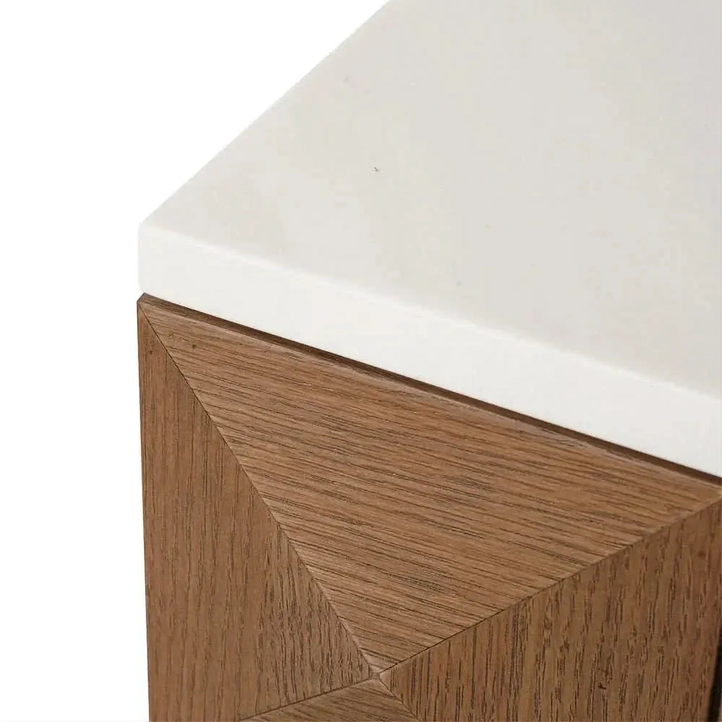 Hampshire 2-Drawer Bedside Table in Walnut with White Marble Top - Chocolate Wood