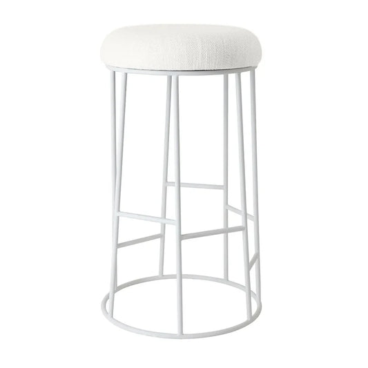 JACE WHITE STEEL BAR STOOL - WHITE LINEN - MyChocolateWood