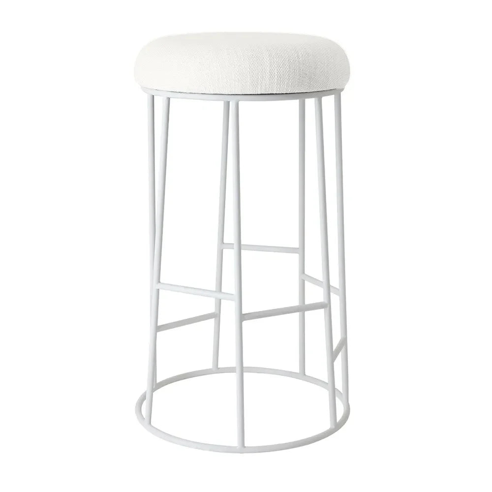 JACE WHITE STEEL BAR STOOL - WHITE LINEN - MyChocolateWood