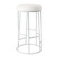 Jace White Steel Bar Stool with White Linen - Chocolate Wood
