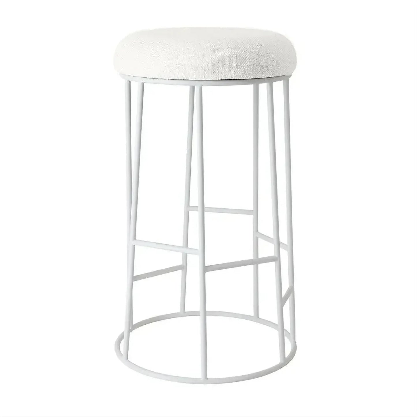 Jace White Steel Bar Stool with White Linen - Chocolate Wood