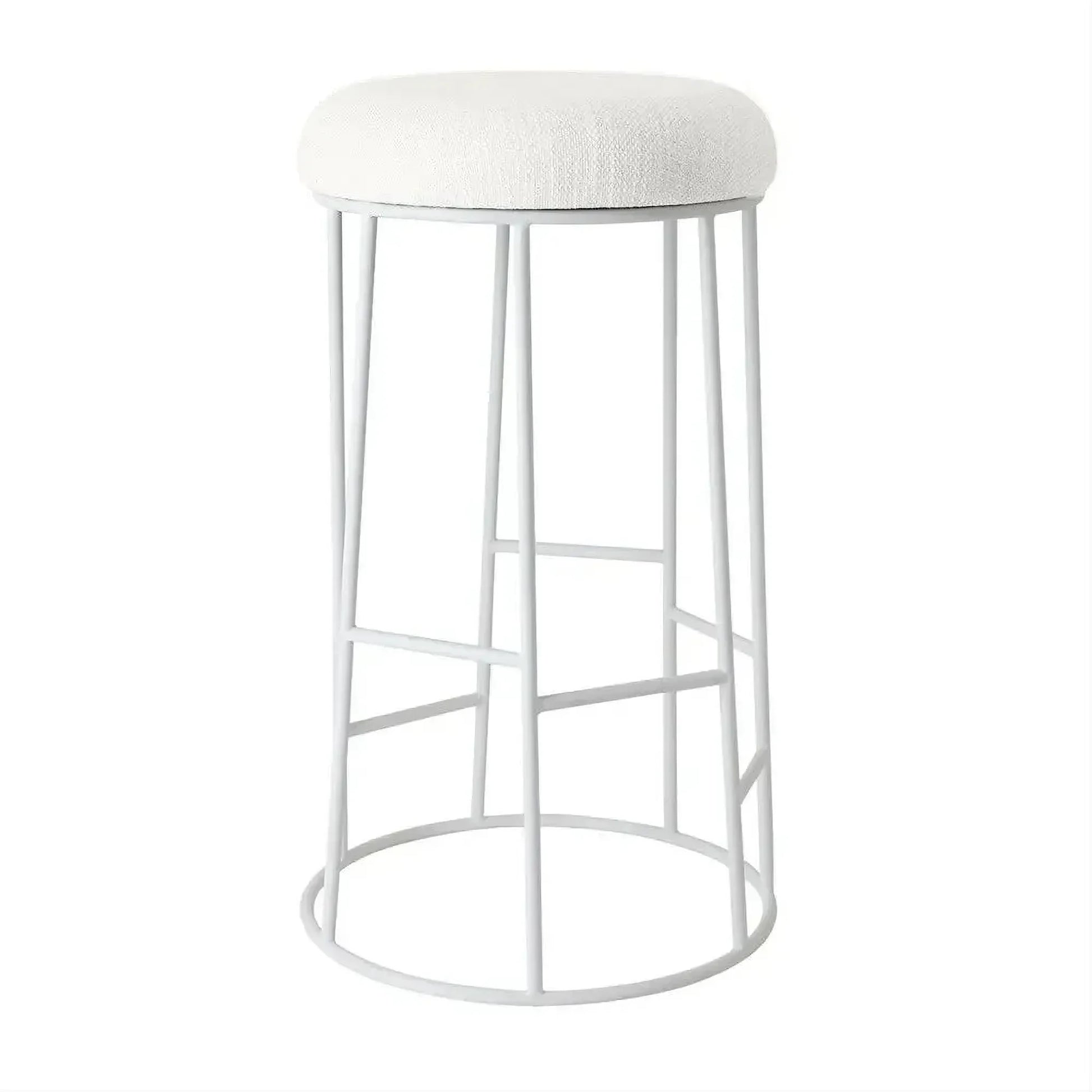Jace White Steel Bar Stool with White Linen - Chocolate Wood