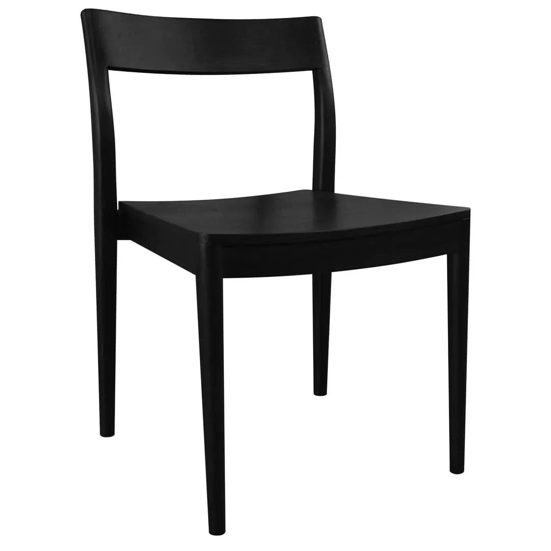 Moller Solid Mahogany Dining Chairs in Black, Set of 2 - Chocolate Wood
