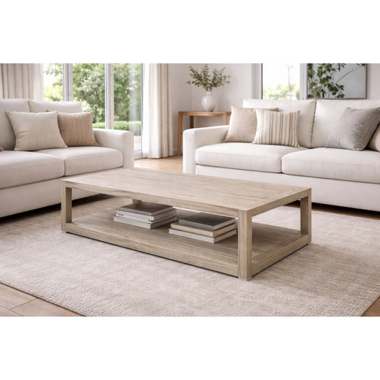 NEVANA RECYCLED ELM TIMBER BLOCK COFFEE TABLE 140CM - MyChocolateWood