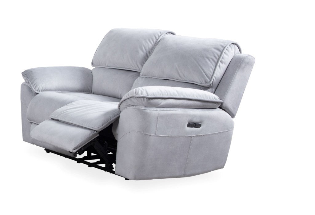 MERCOURI FABRIC 2-SEATER WITH 2 ELECTRIC RECLINERS - SOFA - STEEL COLOUR