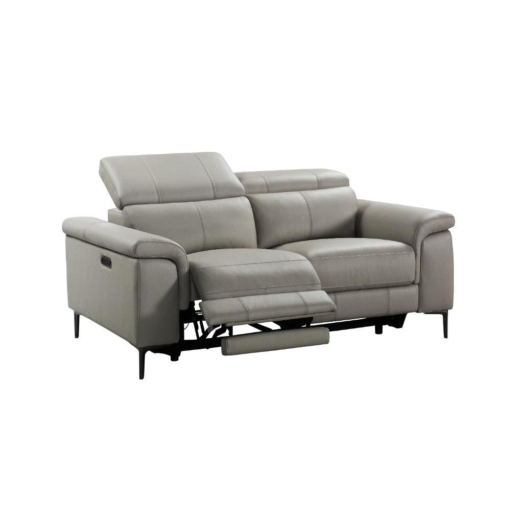 BRITTAS LEATHER 2-SEATER ELECTRIC RECLINER SOFA - GREY - MyChocolateWood