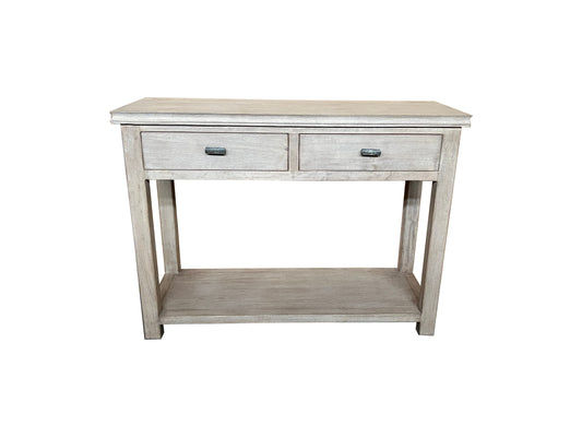 NEVANA RECYCLED ELM TIMBER 2 DRAWER CONSOLE TABLE/HALL TABLE - MyChocolateWood