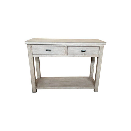 NEVANA RECYCLED ELM TIMBER 2 DRAWER CONSOLE TABLE/HALL TABLE - MyChocolateWood