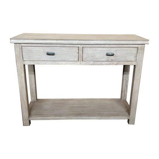 NEVANA RECYCLED ELM TIMBER 2 DRAWER CONSOLE TABLE/HALL TABLE