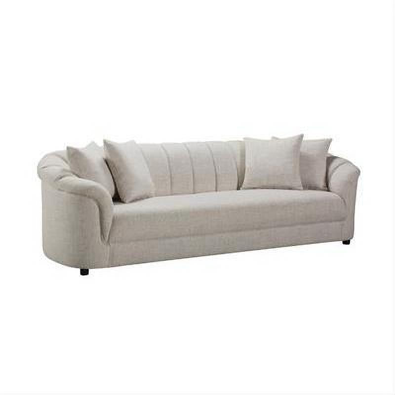 Andrella Fabric Sofa, 4-Seater in Beige - Chocolate Wood