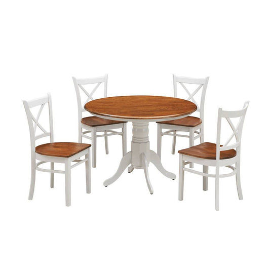 SURREY 5 PIECE DINING SET: 1 ROUND DINING TABLE 106.6CM & 4 SURREY DINING CHAIRS NATURAL - MyChocolateWood
