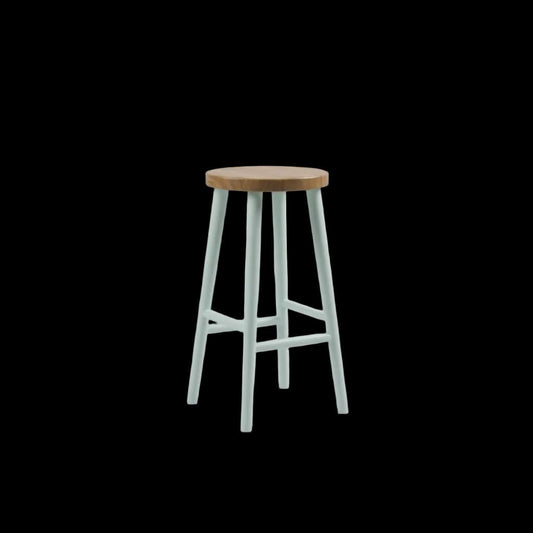 FITAN SOLID OAKSTOOL NATURAL TOP/BLUE LEGS HEIGHT 65CM - MyChocolateWood