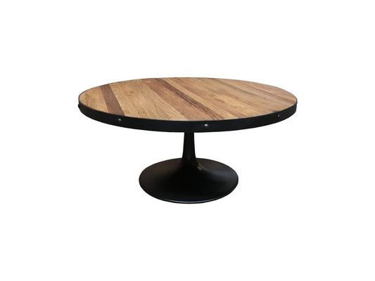 QUENTIN ROUND  COFFEE TABLE IN RECYCLED ELM & IRON - MyChocolateWood