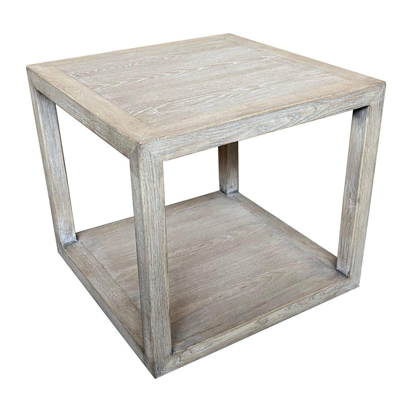 NEVANA RECYCLED ELM TIMBER CUBE SIDE TABLE/LAMP TABLE