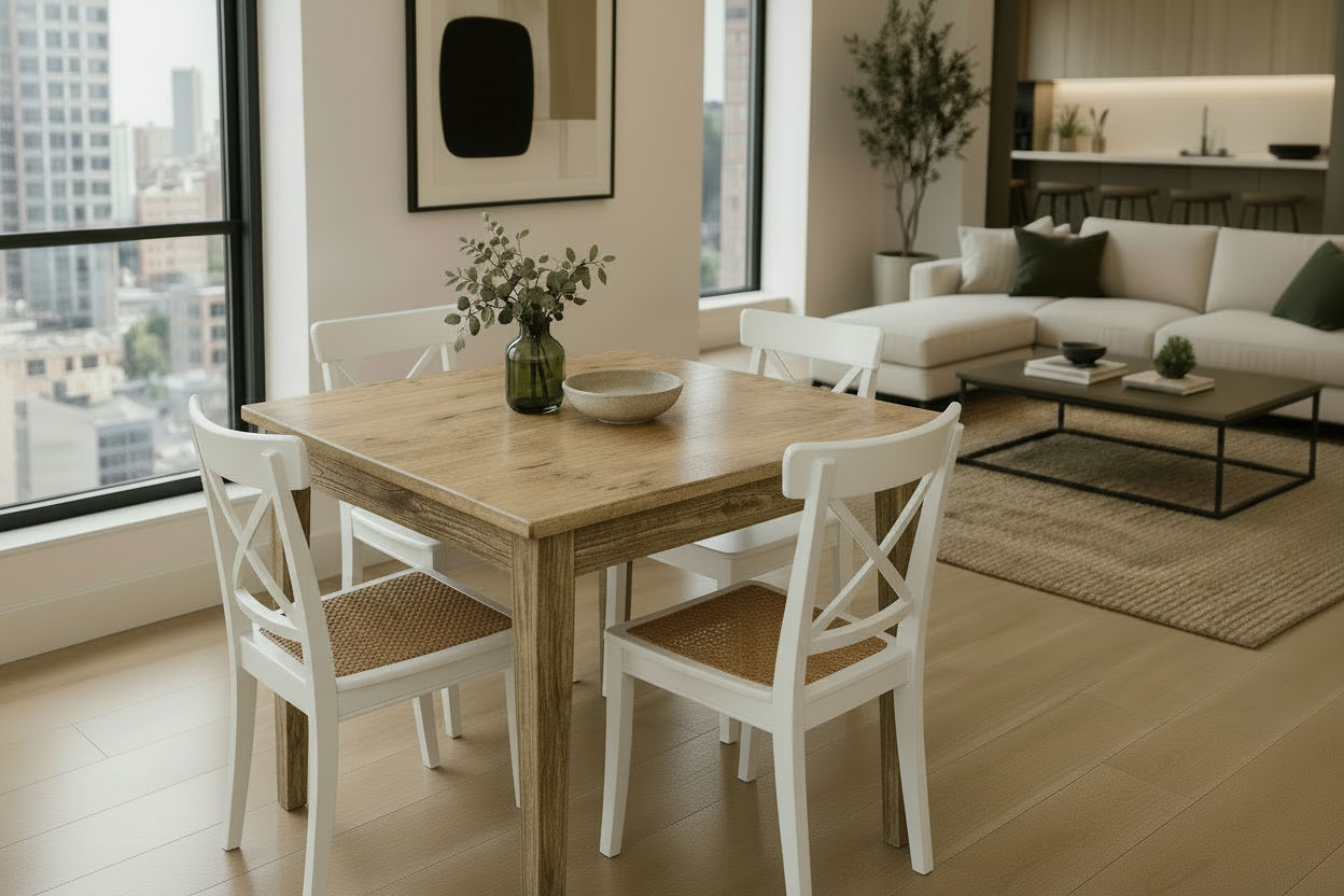 TARA 4-SEATER SQUARE DINING TABLE IN SOLID OAK WITH A NATURAL FINISH 90CM - MyChocolateWood