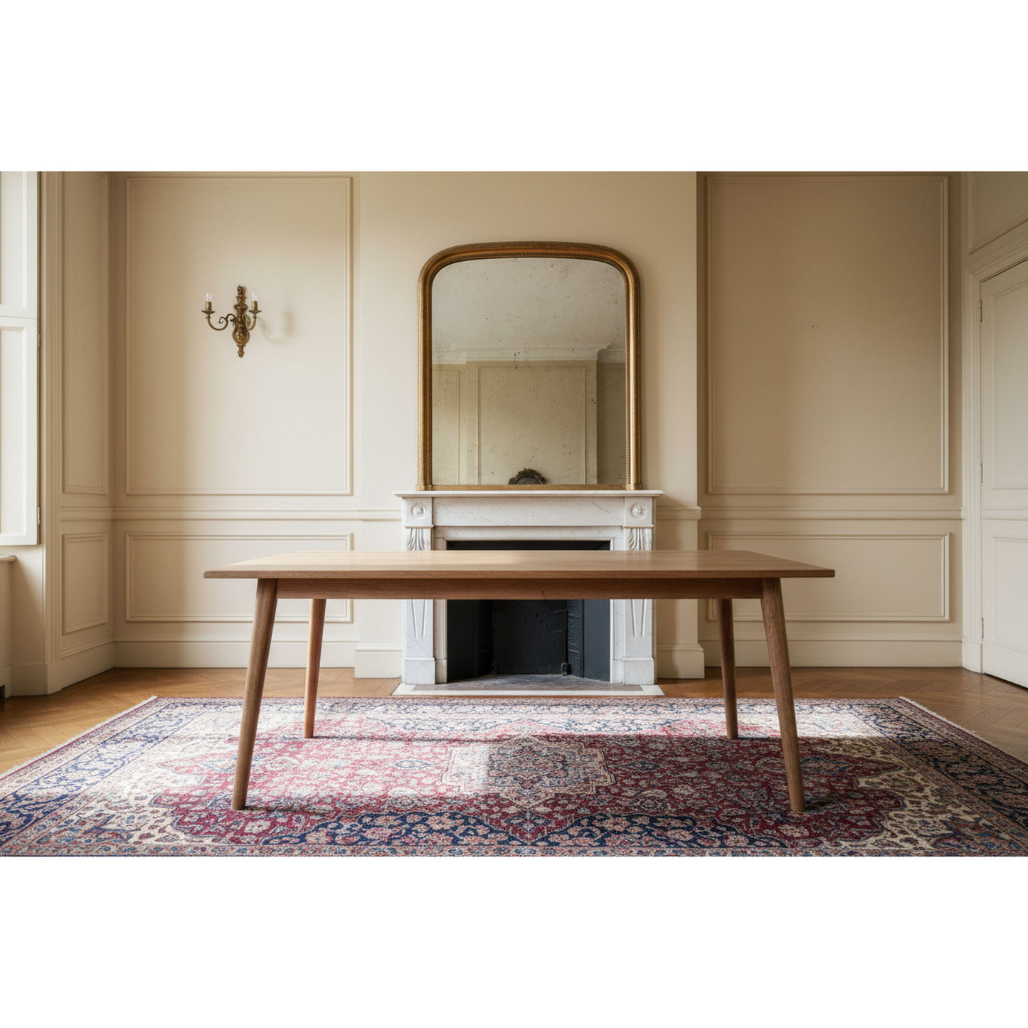 Fitan Solid Oak Dining Table in Natural - Chocolate Wood
