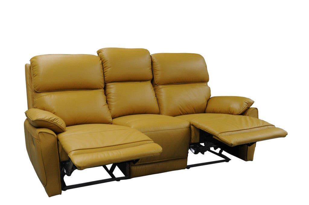 TORELLI GENUINE LEATHER 3-SEATER RECLINER MUSTARD - MyChocolateWood