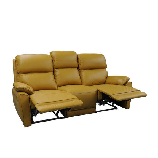 TORELLI GENUINE LEATHER 3-SEATER RECLINER MUSTARD - MyChocolateWood