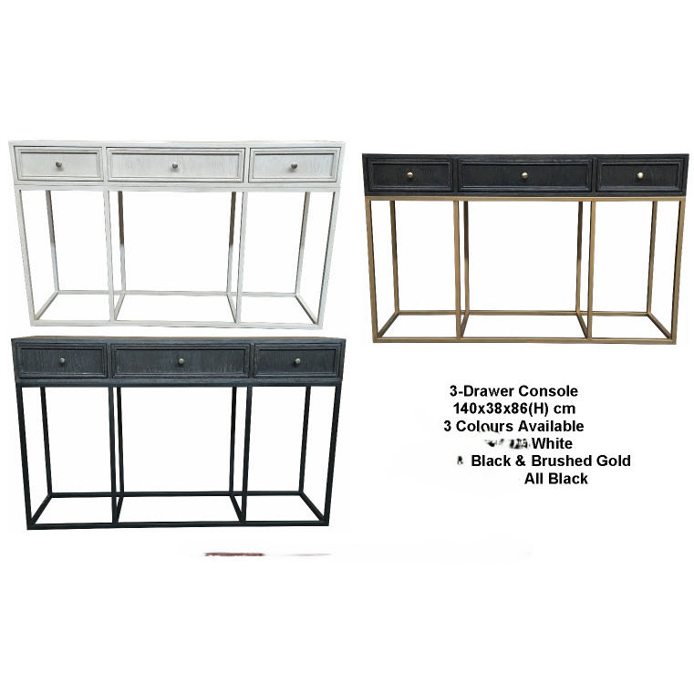 DIMANTA DESIGNER  3-DRAWER HALL TABLE/CONSOLE TABLE WHITE (Copy) - MyChocolateWood