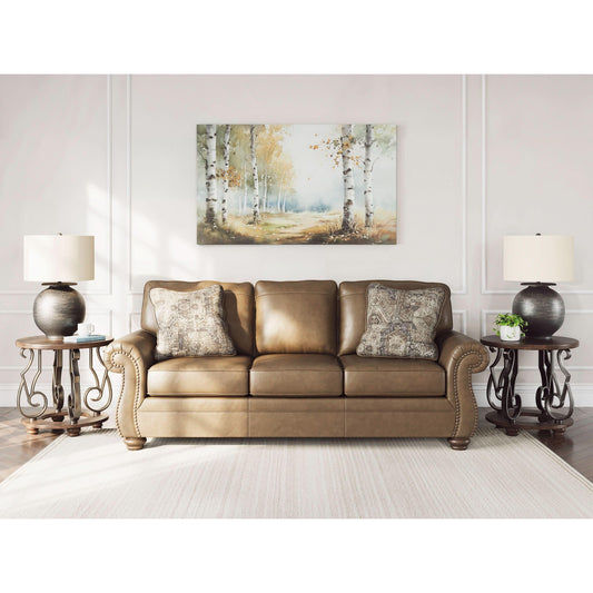 EMBER 3-SEATER FAUX LEATHER SOFA BROWN