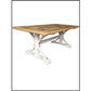 Gibraltar Hampton Style Rectangular Parquetry Dining Table 200cm with Light White Distressed Legs - Chocolate Wood