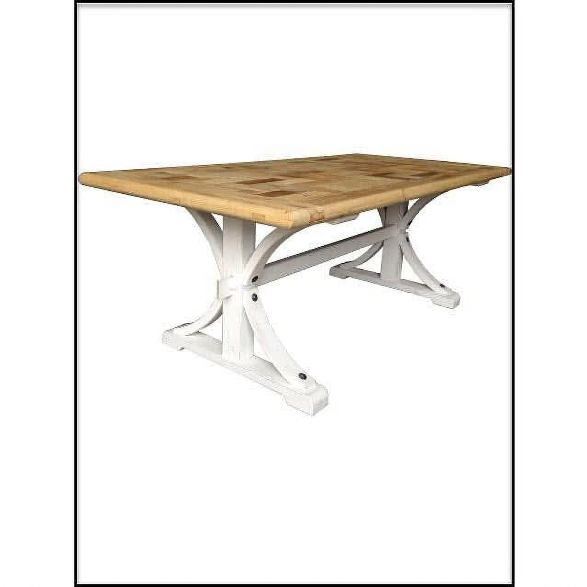 Gibraltar Hampton Style Rectangular Parquetry Dining Table 200cm with Light White Distressed Legs - Chocolate Wood