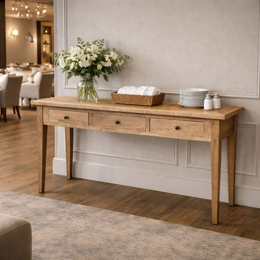 DUTCHY FRENCH PROVINCIAL HALL TABLE/CONSOLE TABLE 3 DRAWERS WITH PARQUETRY PATTERN 180 CM (Copy) - MyChocolateWood