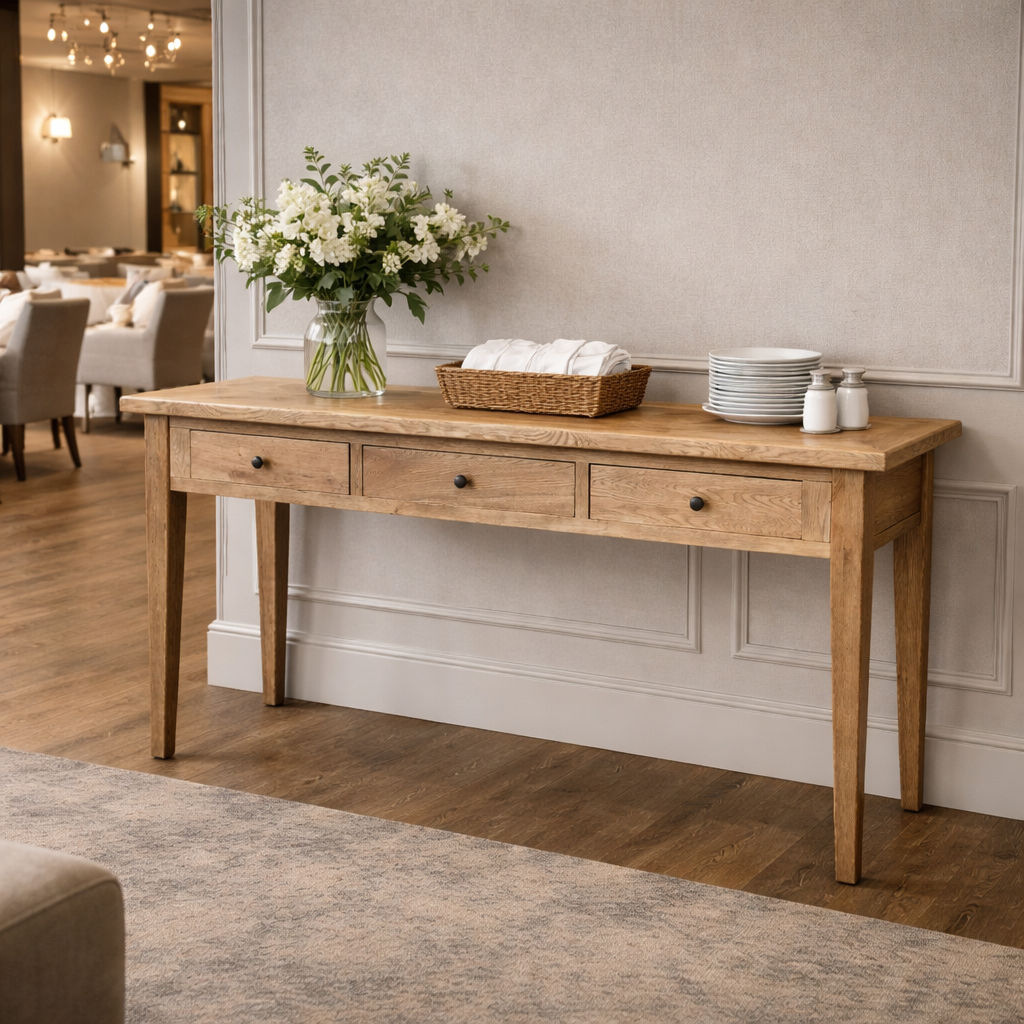 DUTCHY FRENCH PROVINCIAL HALL TABLE/CONSOLE TABLE 3 DRAWERS WITH PARQUETRY PATTERN 180 CM (Copy) - MyChocolateWood