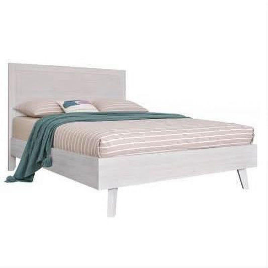 Halifax 4-Piece Solid Acacia Bedroom Suite in Brushed White — Queen Bed, Tallboy & 2 Bedside Tables