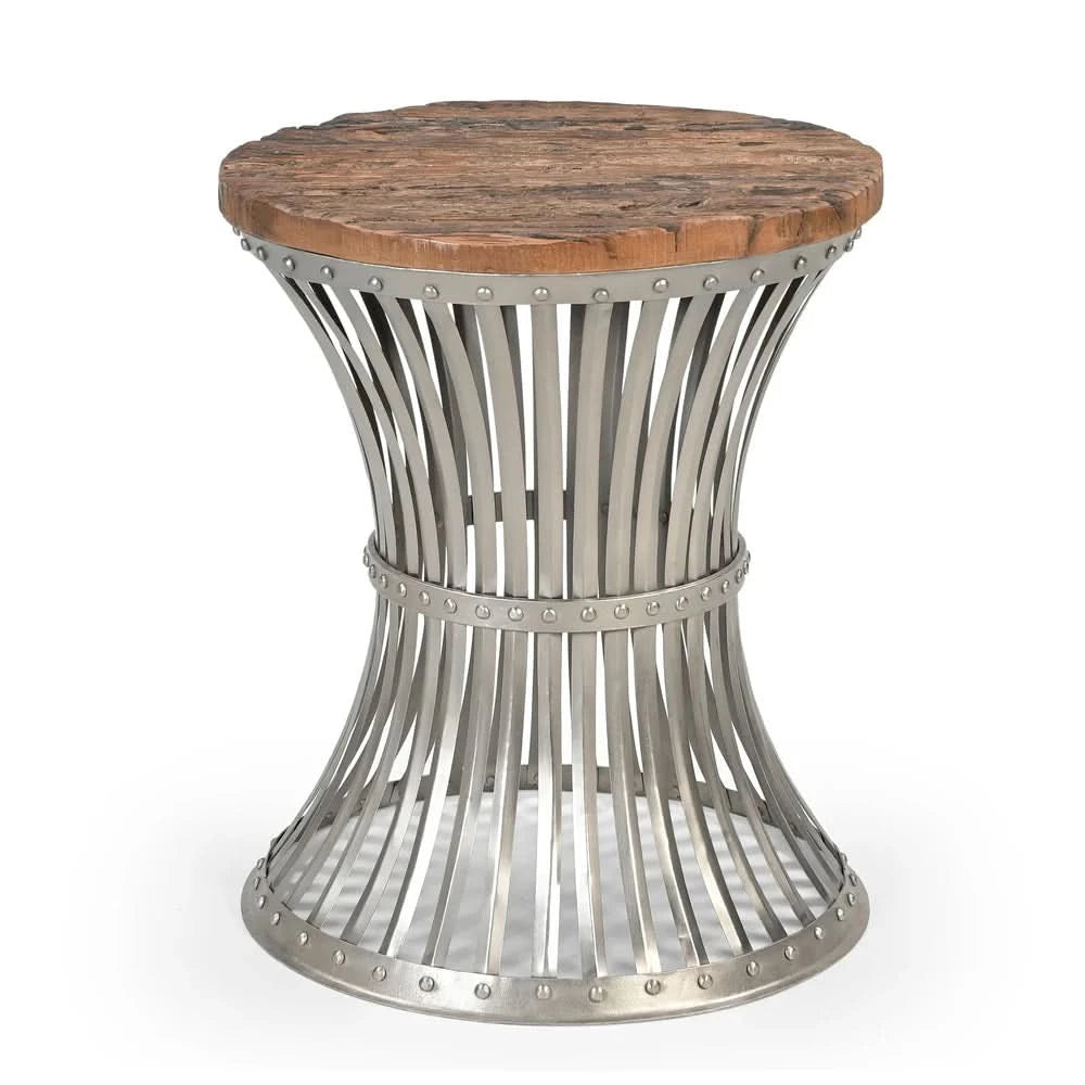 JUDE INVERTED WOOD & IRON SIDE TABLE/LAMP TABLE/ACCENT TABLE - MyChocolateWood