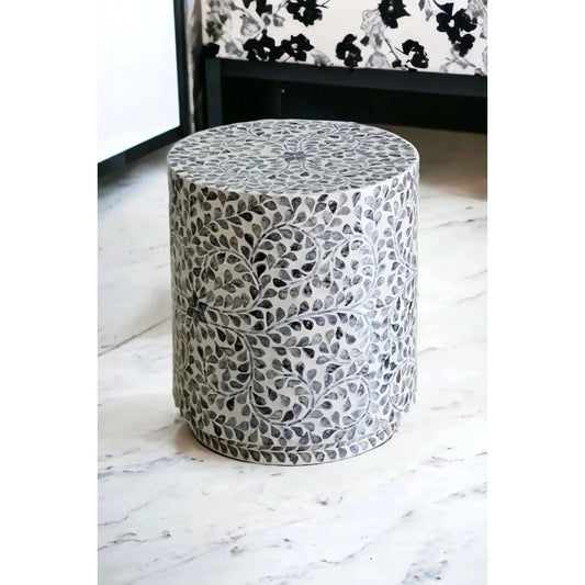 EDEN MOTHER OF PEARL STOOL/SIDE TABLE/LAMP TABLE/ACCENT TABLE - MyChocolateWood