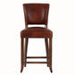 Morang Waxed Leather Counter Stool with Maron Legs