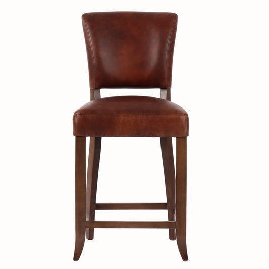 Morang Waxed Leather Counter Stool with Maron Legs