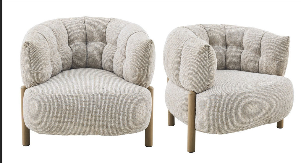 Caval Fabric Armchair/Accent Chair - Champagne - MyChocolateWood