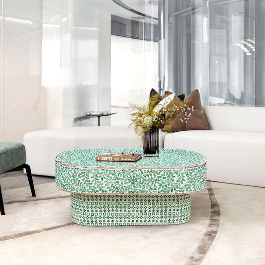 GRETA OVAL MOTHER OF PEARL COFFEE TABLE - MyChocolateWood