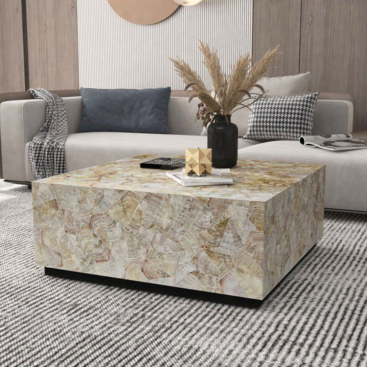 ANAIS MOTHER OF PEARL HAND MADE COFFEE TABLE - MyChocolateWood
