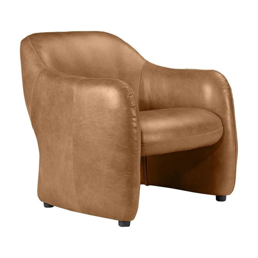 ANDERS TOP GRAIN COW LEATHER ARMCHAIR LIGHT BROWN - MyChocolateWood